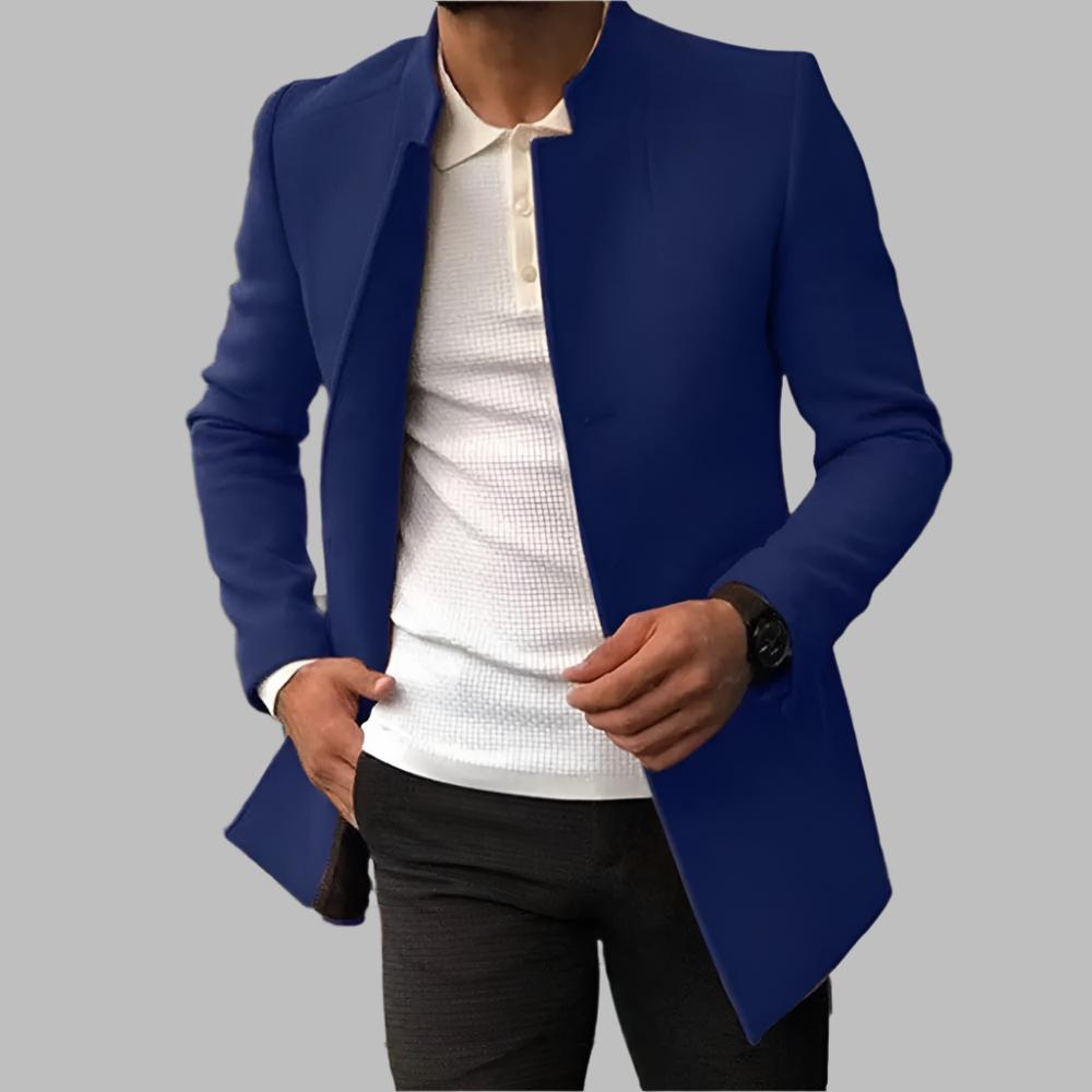 Modern Minimalist Men's Coat – Elegance & Timeless Style with High Collar Design