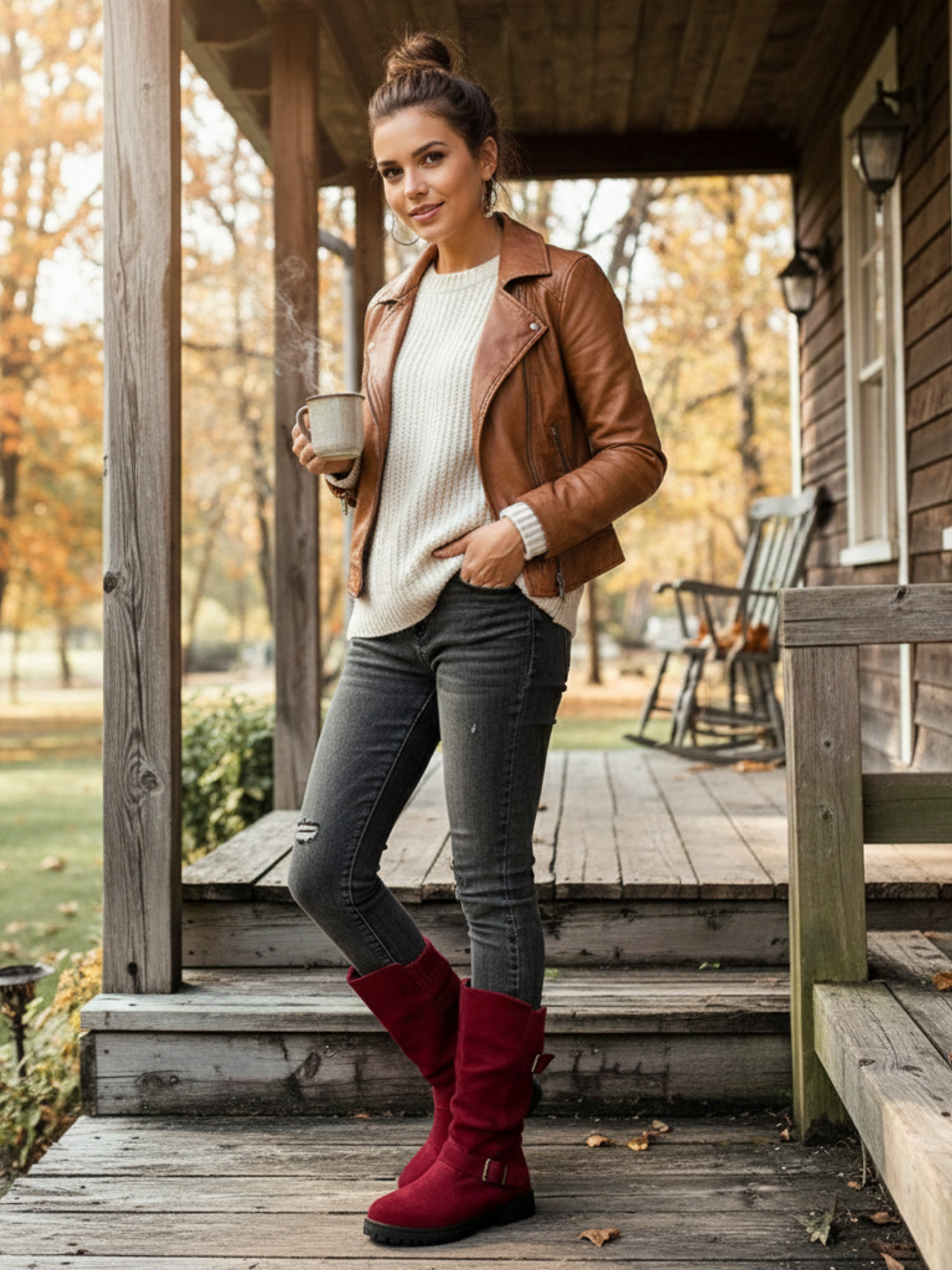 Knit Cuff Buckle Boot