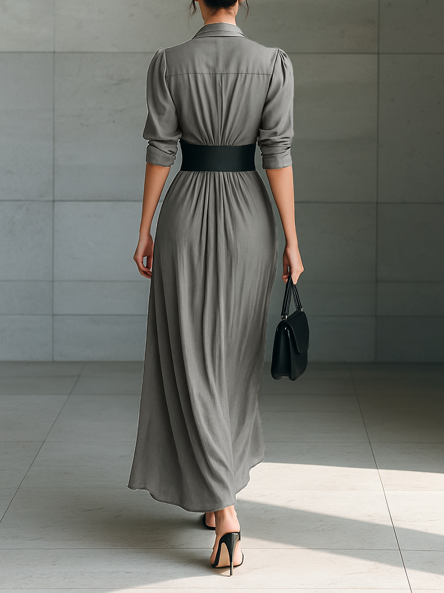 Zahara | Long Pleated Dress with Belt