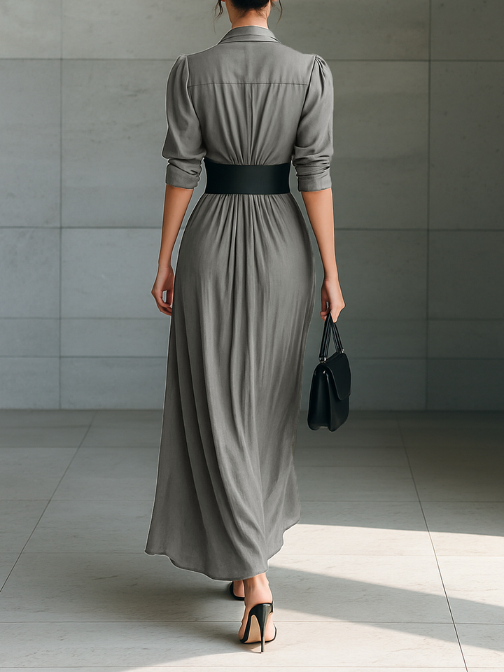 Zahara | Long Pleated Dress with Belt