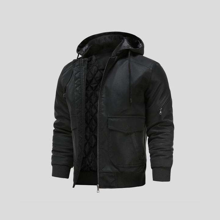 LANCE™ | LEATHER JACKET WITH HOOD