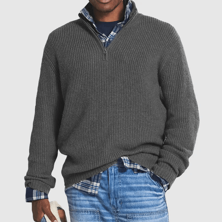 Men's Cashmere Blend Half-Zip Jumper – Soft Warm Knitted Pullover for Autumn and Winter Comfort