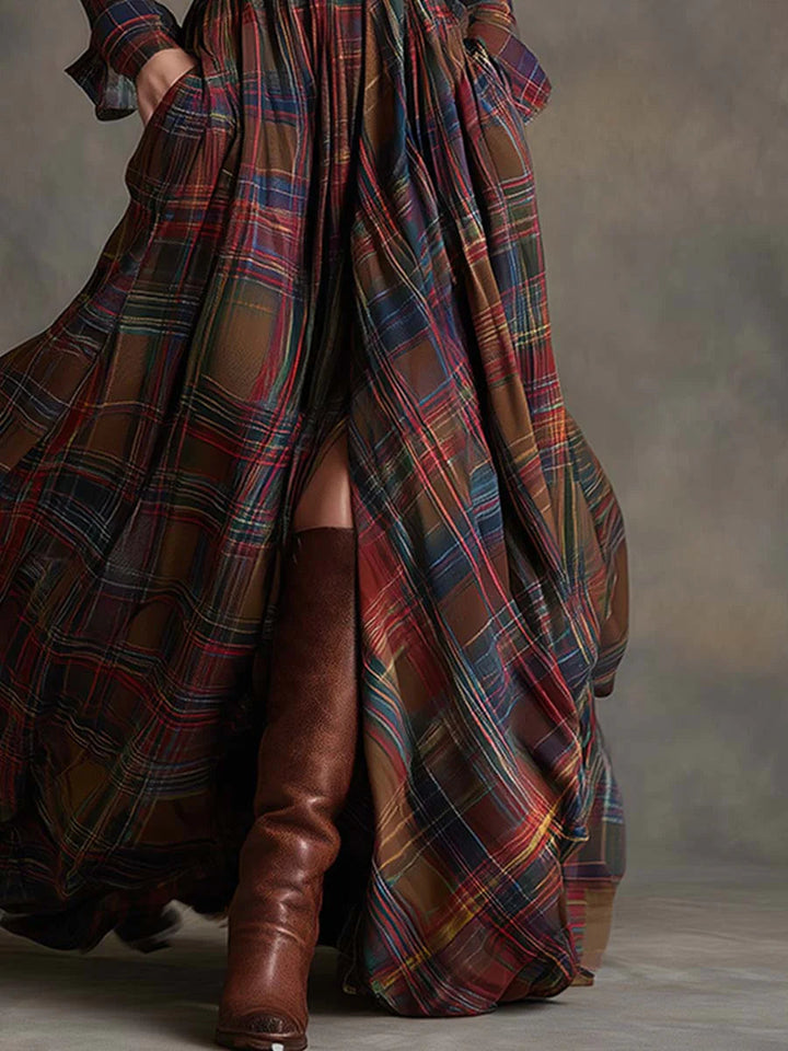 Beatriz | Long Check Dress with Belt