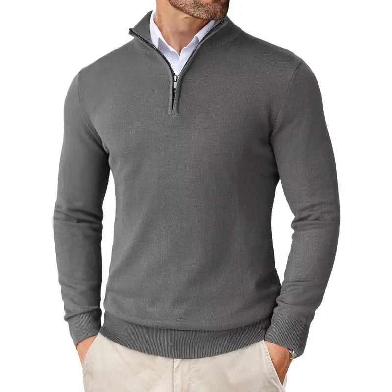 Men's Slim Fit Quarter Zip Sweater – Light & Stylish