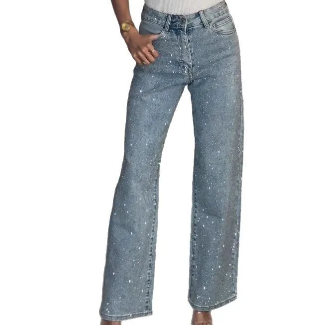 Avery | Ladies' Right Jeans Diamond Trousers Stretch High Waist Washed Distressed Pockets Vintage Denims Streetwear Women's Trousers
