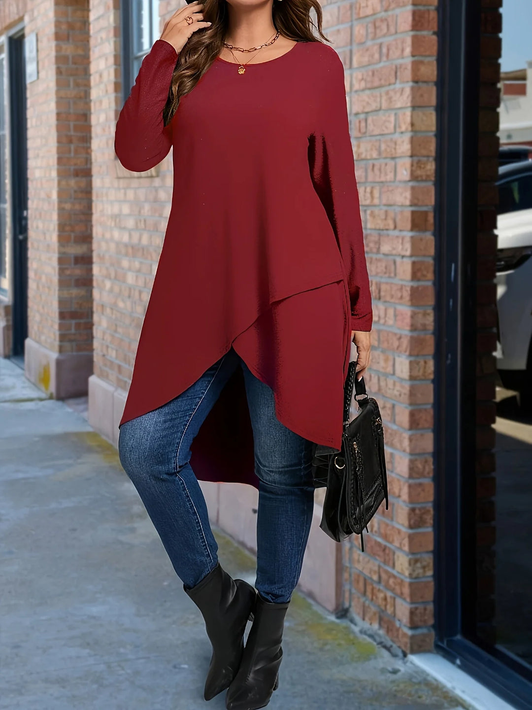 Elegant Asymmetrical Long Sleeve Top