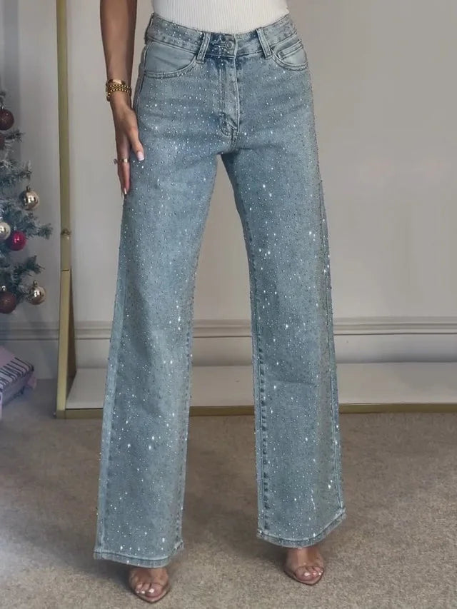 Avery | Ladies' Right Jeans Diamond Trousers Stretch High Waist Washed Distressed Pockets Vintage Denims Streetwear Women's Trousers