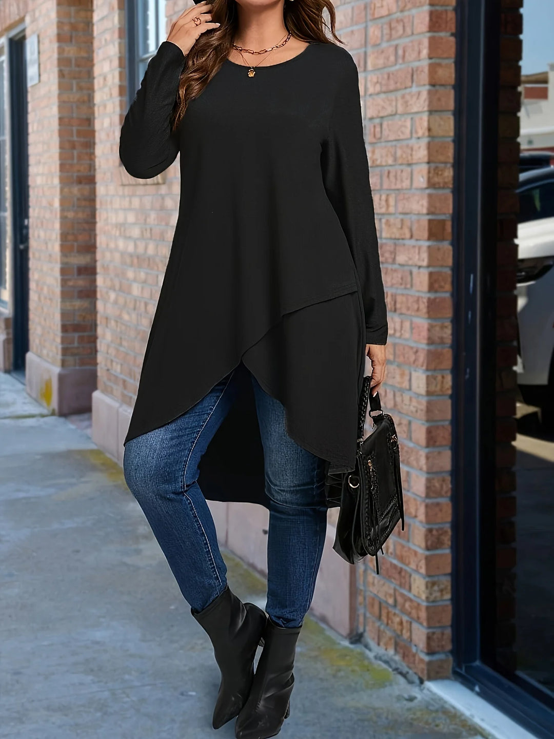 Elegant Asymmetrical Long Sleeve Top