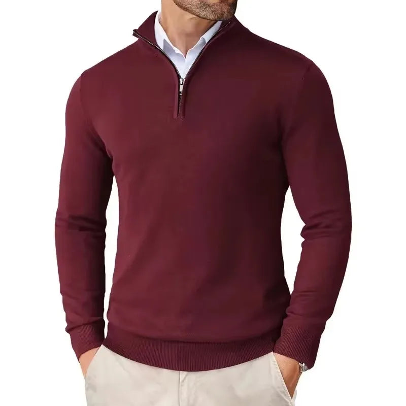 Men's Slim Fit Quarter Zip Sweater – Light & Stylish
