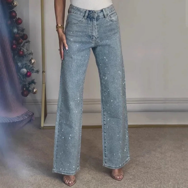 Avery | Ladies' Right Jeans Diamond Trousers Stretch High Waist Washed Distressed Pockets Vintage Denims Streetwear Women's Trousers