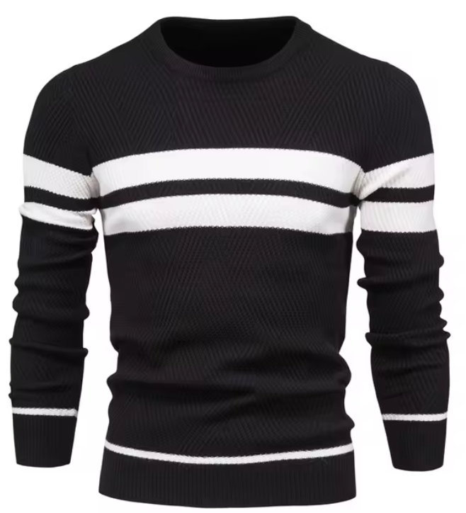 Elegant Men's Jumper with Herringbone Pattern