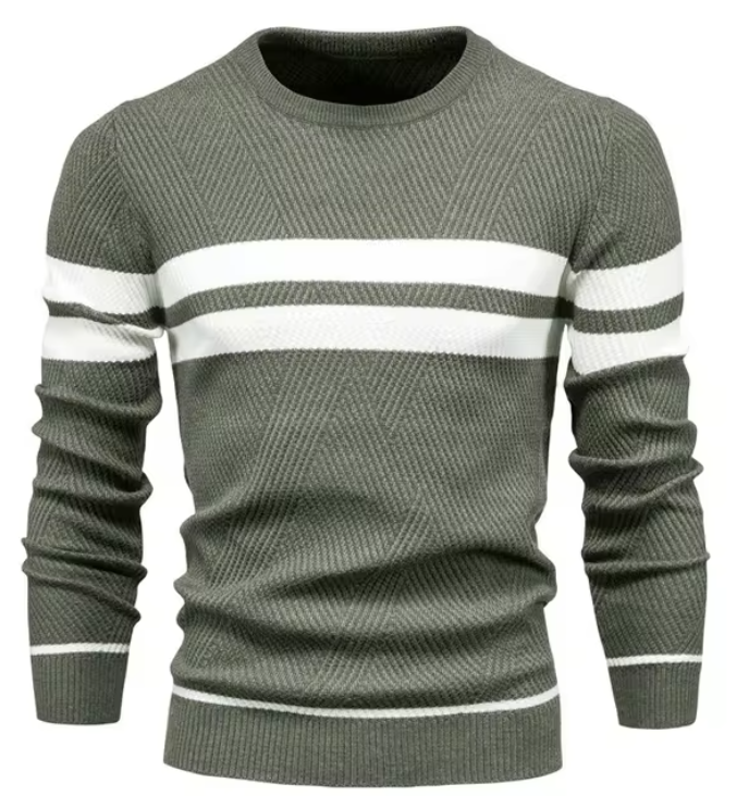Elegant Men's Jumper with Herringbone Pattern
