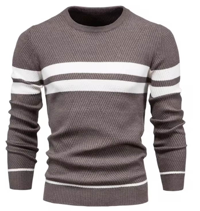 Elegant Men's Jumper with Herringbone Pattern
