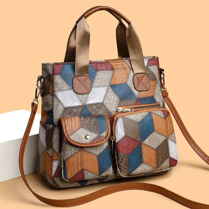 Zavelli™ | Mosaic Leather Handbag