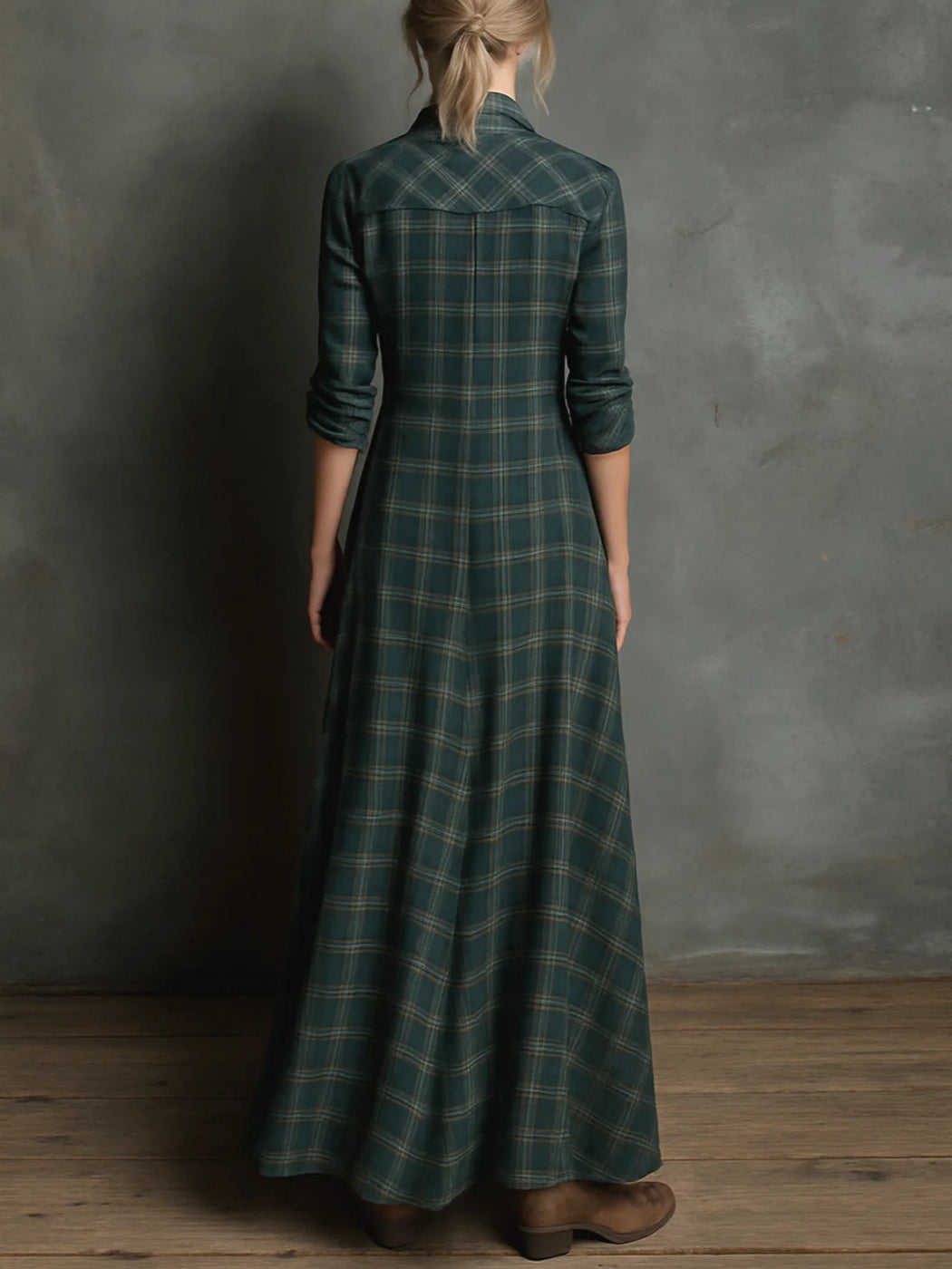 Rose ~ long checked dress