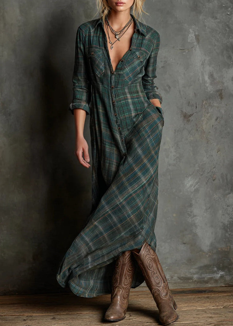 Rose ~ long checked dress