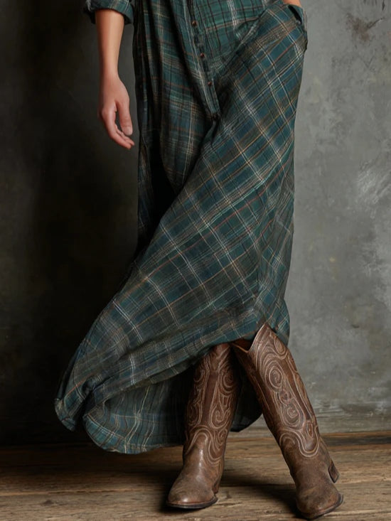 Rose ~ long checked dress