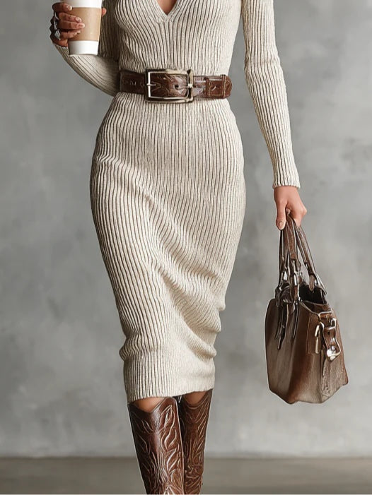 Clara - Knitted Dress with High Neck