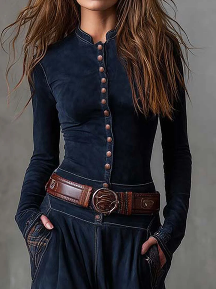 Elisa | Maxi dress in suede with belt