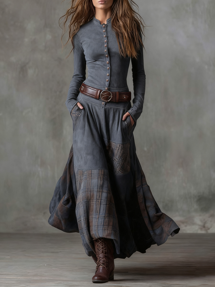 Azucena | Maxi dress in eco-friendly suede with belt