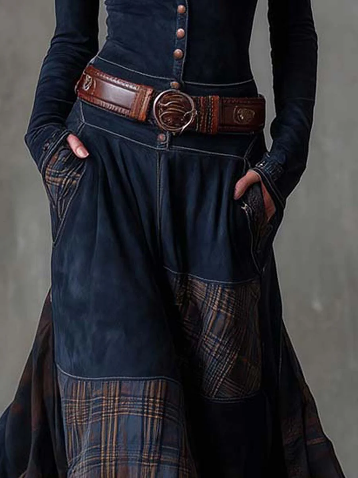 Azucena | Maxi dress in eco-friendly suede with belt