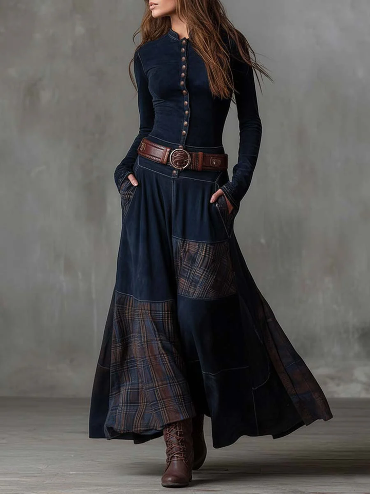 Azucena | Maxi dress in eco-friendly suede with belt