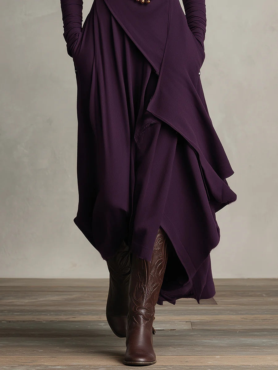 asymmetrical pleated dress purple Olympia Asymmetrical Pleated Maxi Dress M / Eclipsed Gold