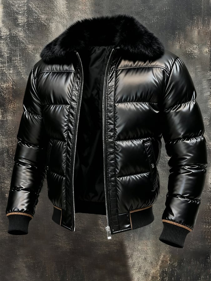 Men’s Retro Warm Outdoor Fur-Collar Coat