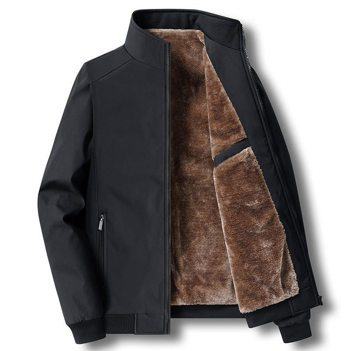 Men's Warm Winter Jacket with Faux Fur Lining – Classic Jacket with Zip and Stand-Up Collar