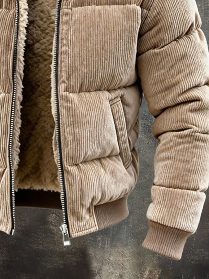 Men's Retro Warm Corduroy Outdoor Jacket Coat
