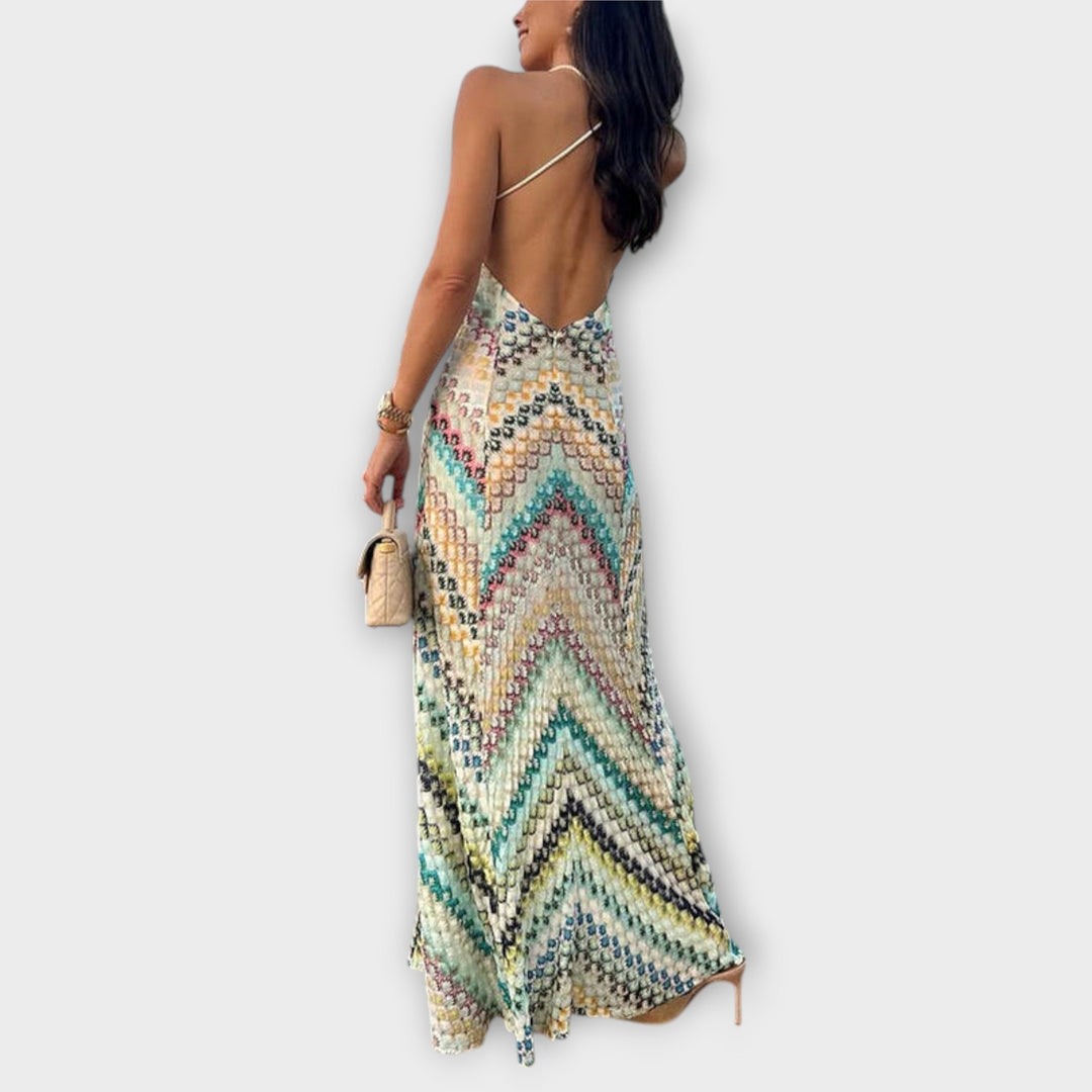 Remi - Missoni Colorful Herringbone Pattern Maxi Dress