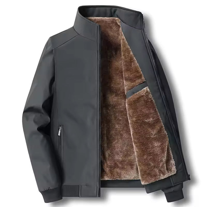 Men's Warm Winter Jacket with Faux Fur Lining – Classic Jacket with Zip and Stand-Up Collar