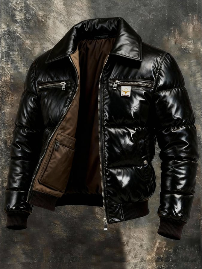 Men’s Retro Quilted Outdoor Jacket Detachable