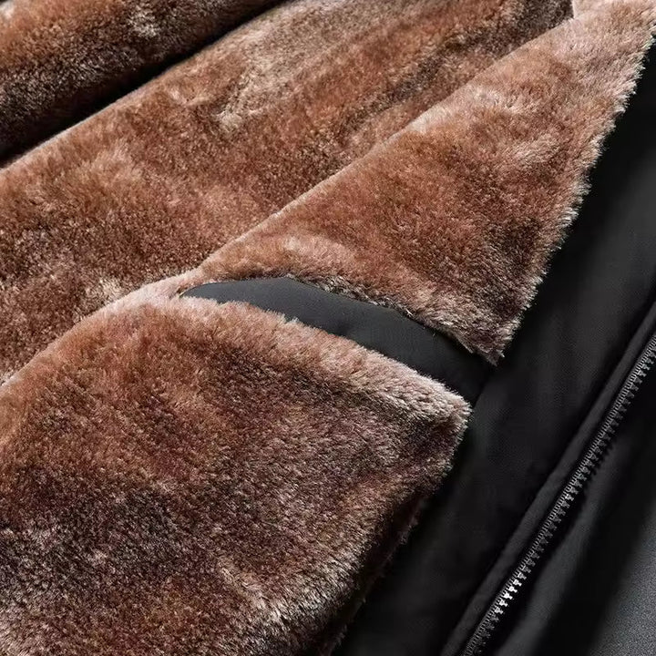 Men's Warm Winter Jacket with Faux Fur Lining – Classic Jacket with Zip and Stand-Up Collar