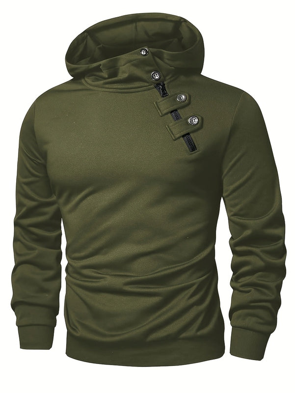 Casual Hoodie with Long Sleeves and Buttons – Comfortable Jumper for Everyday Use