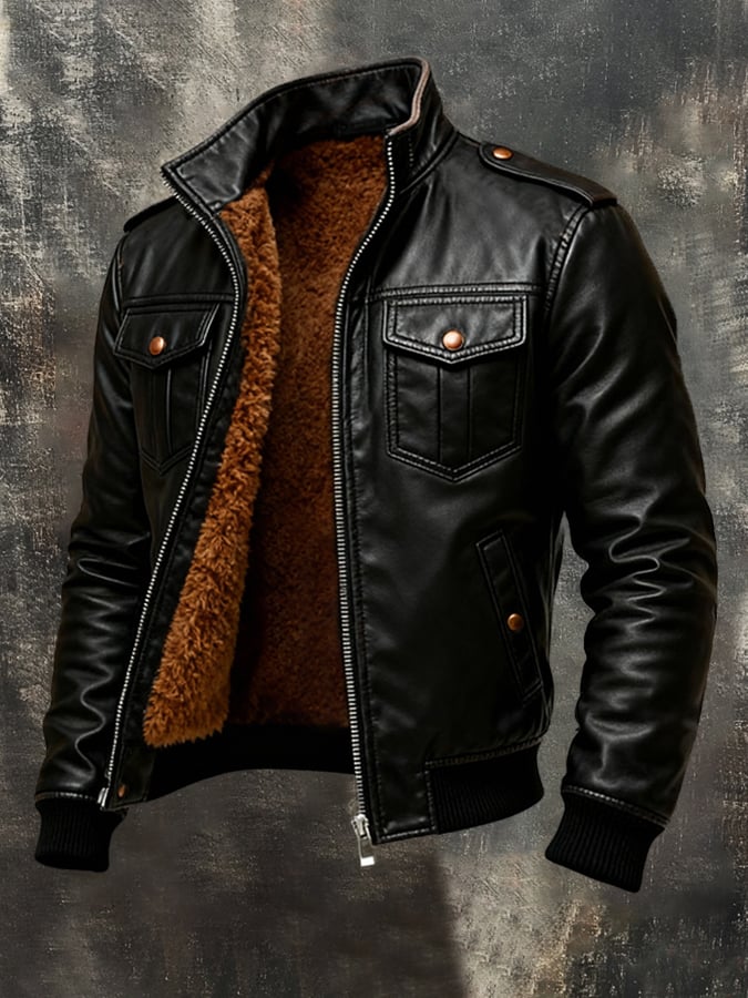 Men's Retro Outdoor Jacket Made from Warm, Soft Leather