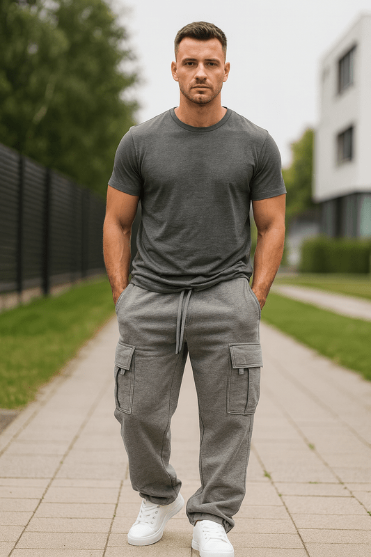 Loose Cargo Jogging Trousers for Men – Streetwear Training Trousers with Multiple Pockets and Drawstring