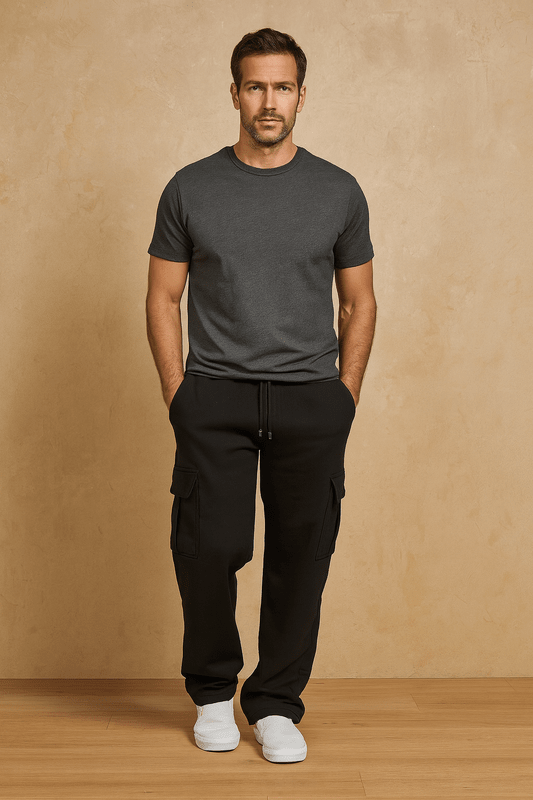 Loose Cargo Jogging Trousers for Men – Streetwear Training Trousers with Multiple Pockets and Drawstring