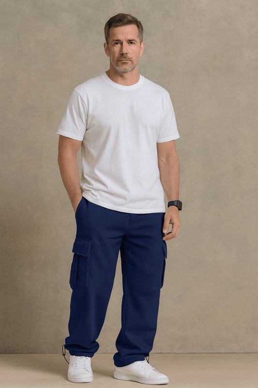 Loose Cargo Jogging Trousers for Men – Streetwear Training Trousers with Multiple Pockets and Drawstring