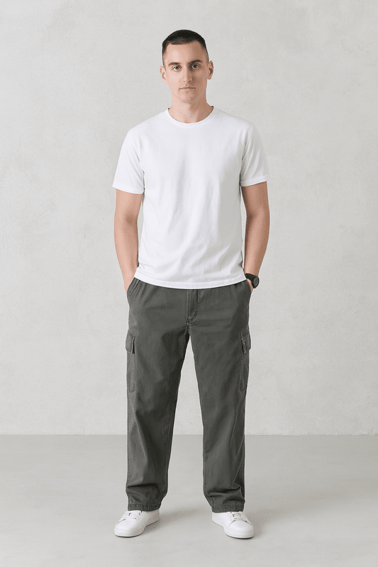 Men's Cotton Cargo Trousers – Lightweight Work and Walking Trousers for Spring, Summer & Autumn