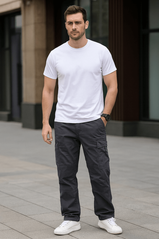 Men's Cotton Cargo Trousers – Lightweight Work and Walking Trousers for Spring, Summer & Autumn