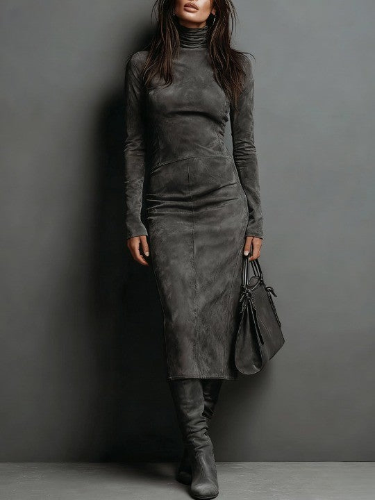 Lorena | Long Brown Midi Dress