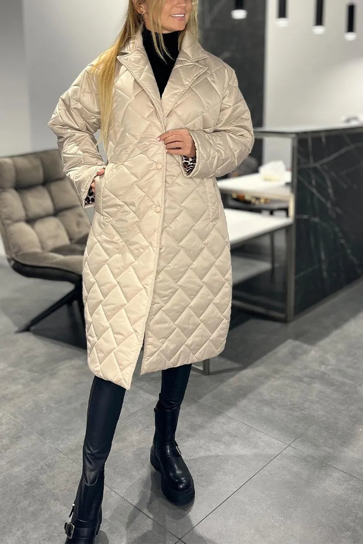 Ofira – Reversible Quilted Coat with Leopard Lining