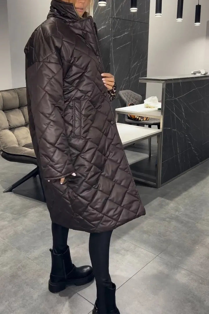Ofira – Reversible Quilted Coat with Leopard Lining