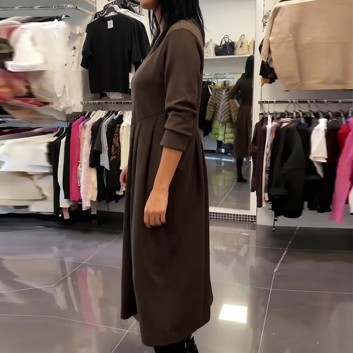 Casual Dress with Round Neck, Solid Colour